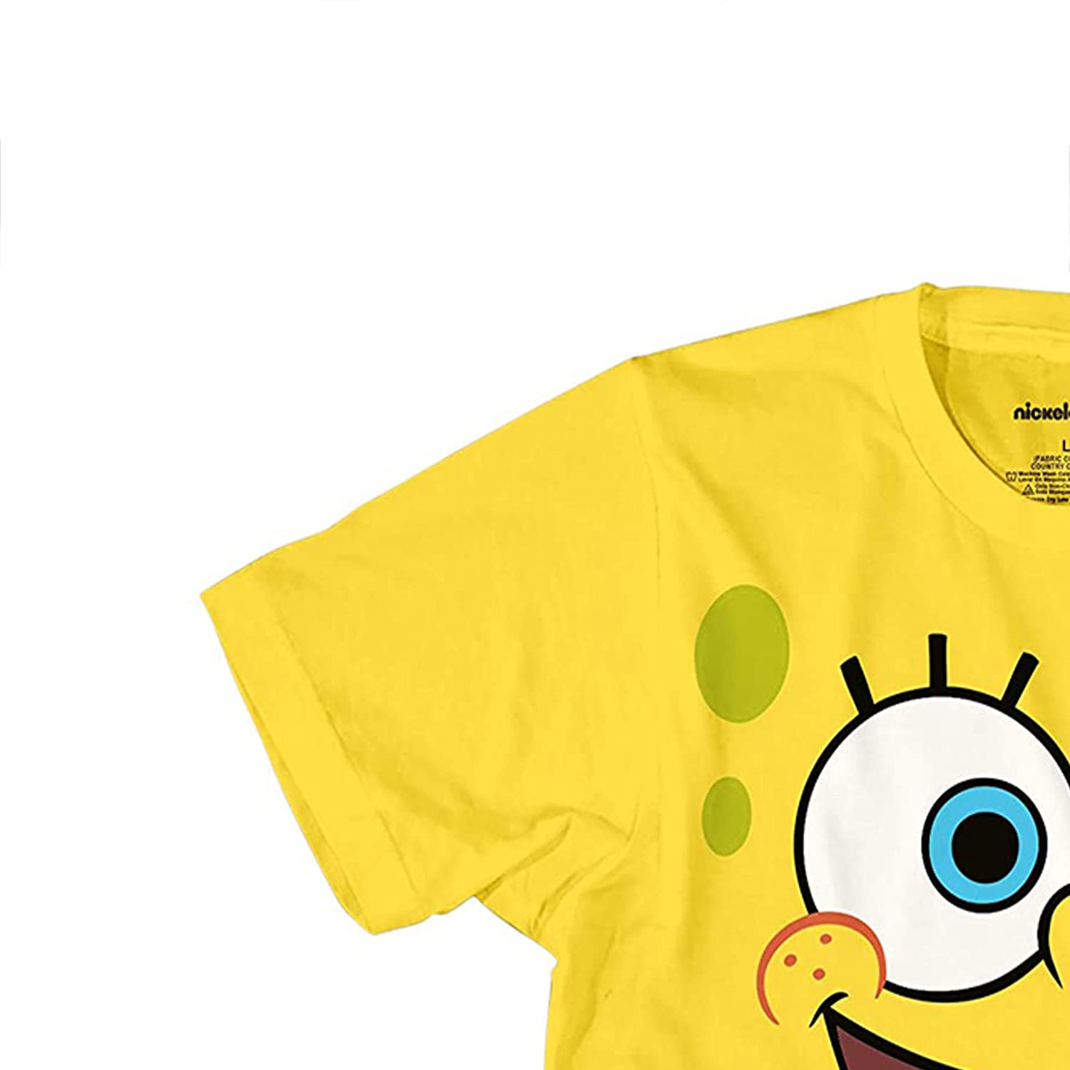 SpongeBob SquarePants Men's Graphic T-Shirt - SpongeBob, Patrick, Squidward & Mr. Krabs Big Face Print - Casual Funny Cartoon Tee for Fans, Gifts, and Everyday Wear