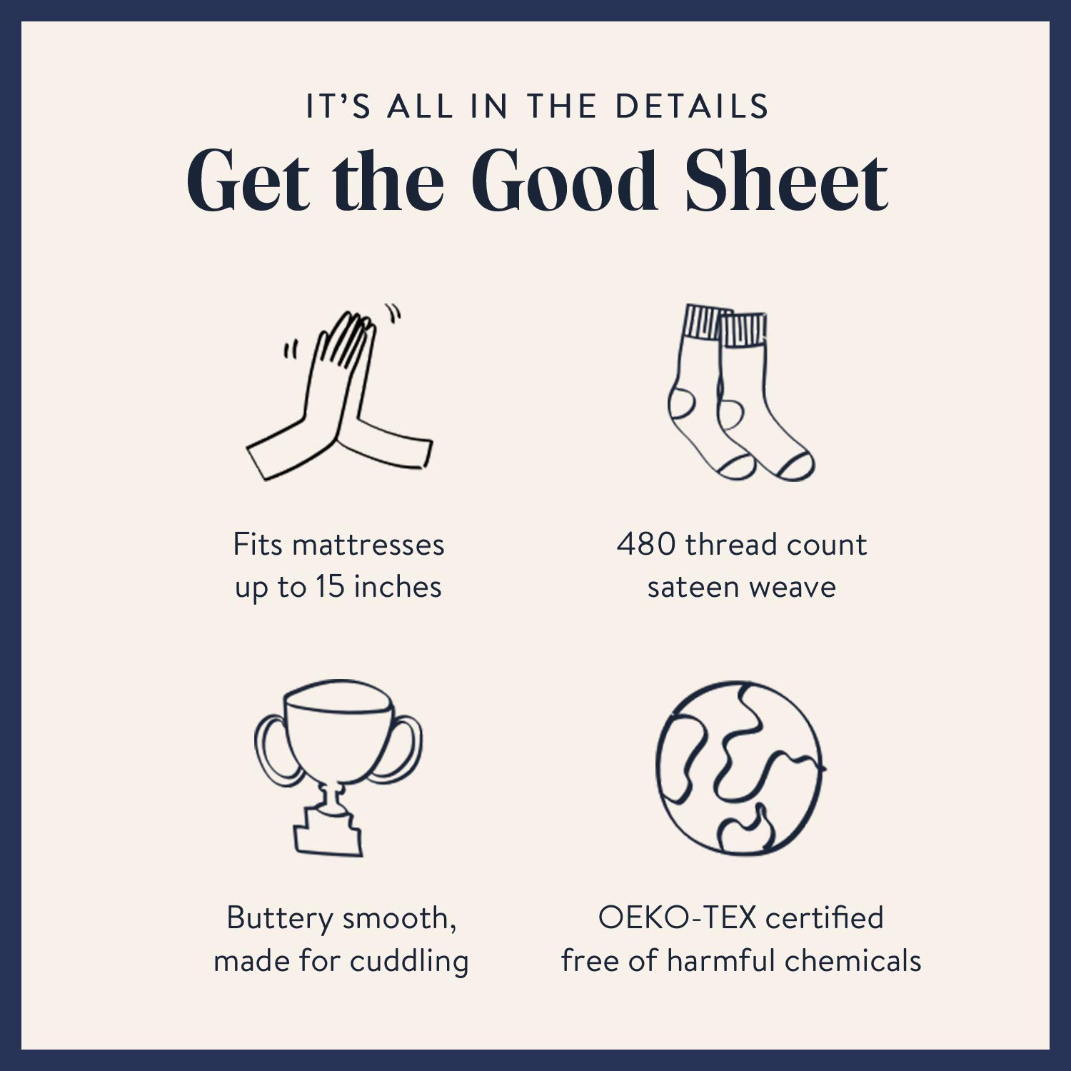 Brooklinen Luxury 100% Cotton Sateen 4-Piece Twin Sheet Set - Soft Breathable Bedding with 1 Fitted Sheet, 1 Flat Sheet & 2 Pillowcases - Perfect for Master Bedrooms, Guest Rooms & Dorm Rooms