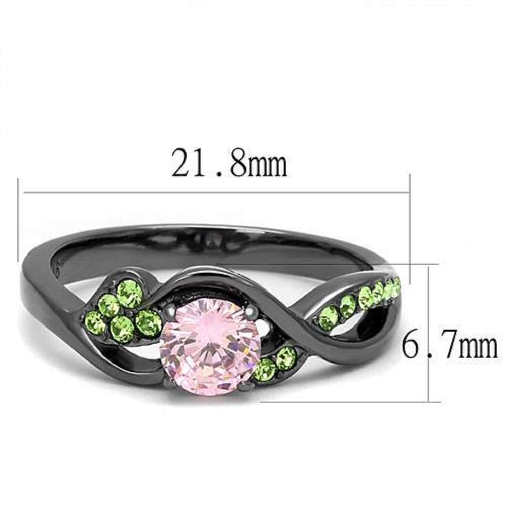 WildKlass Stainless Steel CZ Ring for Women - Light Black IP Gun Finish for Elegant Occasions
