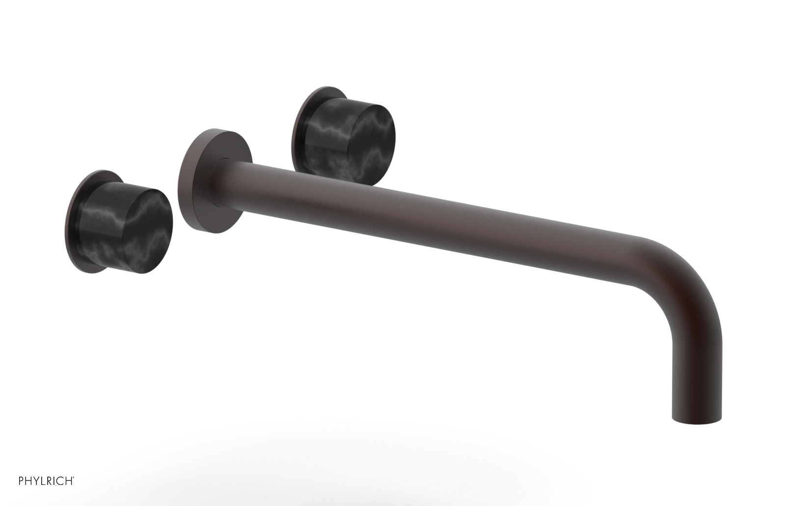 Premium II 12 Wall Mount Lavatory Set with Black Marble Handles - 230 13 12 - Modern Bathroom Sink Faucet for Home & Hotel Decor