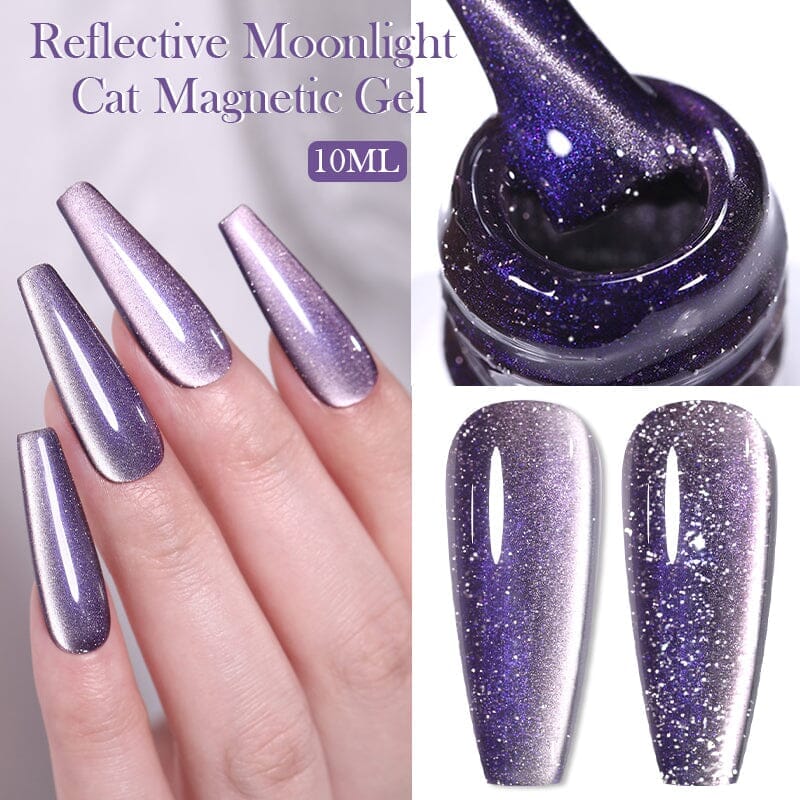 Reflective Moonlight Cat Magnetic Gel - 10ml Nail Polish for Night Glow & UV Protection - Perfect for Parties, Halloween & Nail Art Designs