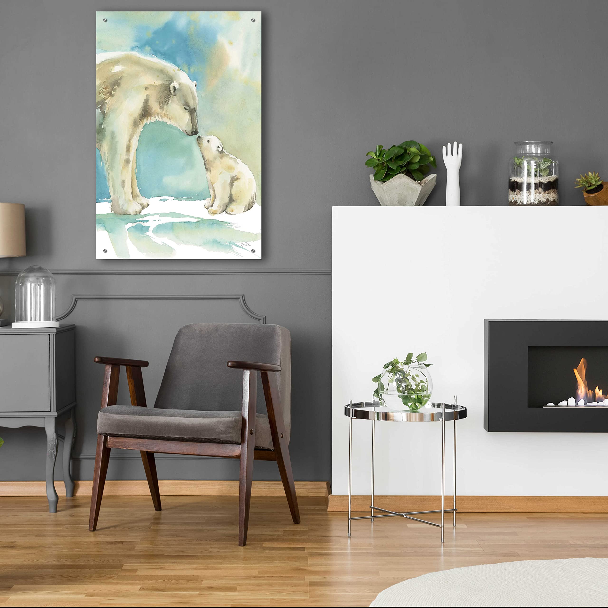 Polar Bear Love Acrylic Glass Wall Art by Katrina Pete - 24x36 Inches Modern Home Decor for Living Room, Bedroom & Office