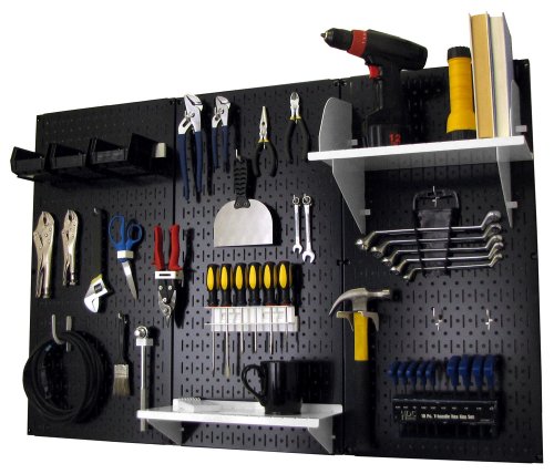 Black Pegboard with White Accessories