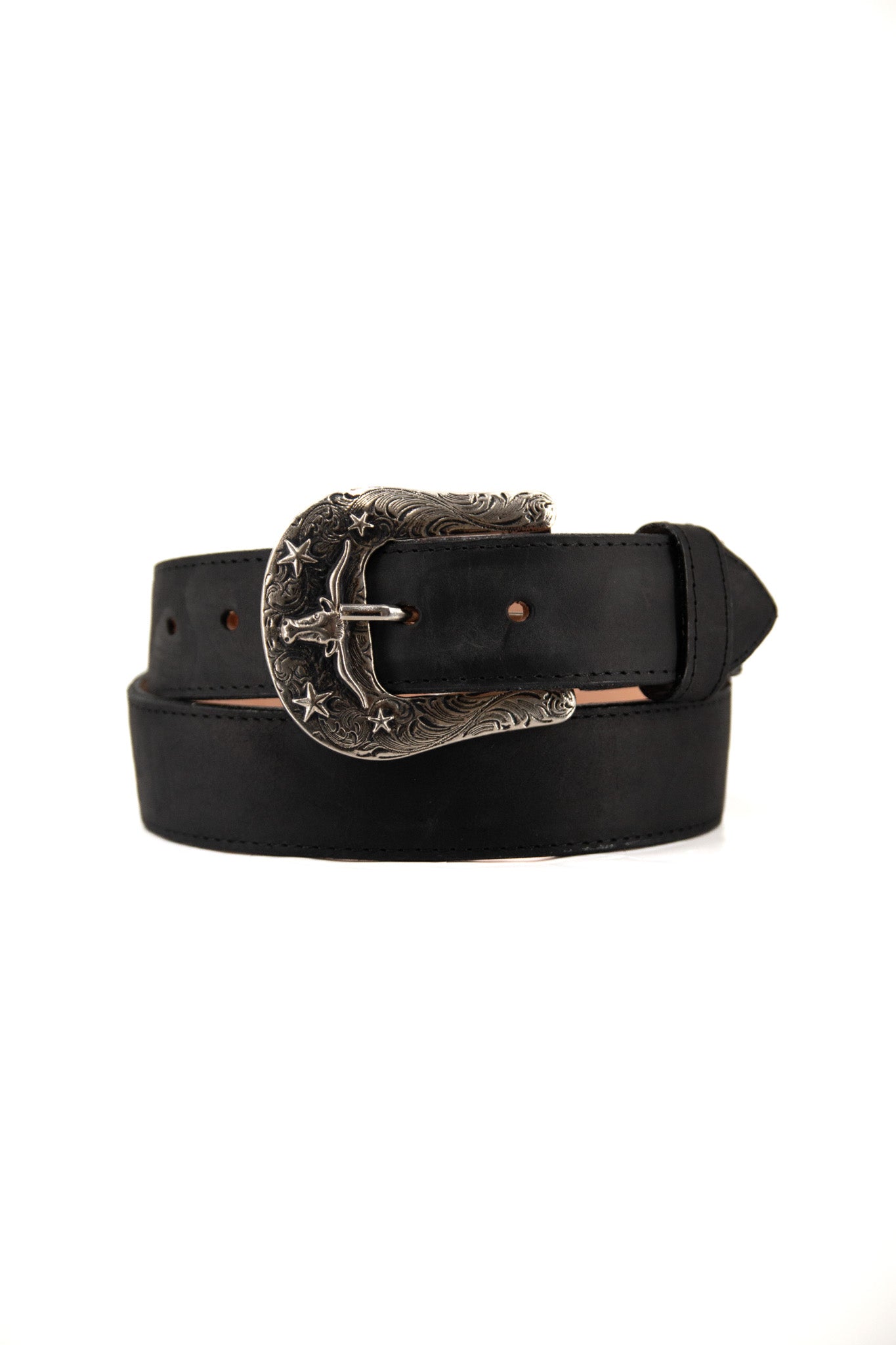 Premium Genuine Leather Western Cowboy Belt with Longhorn Buckle - Stylish & Durable for Rodeo, Ranch Work & Country Fashion