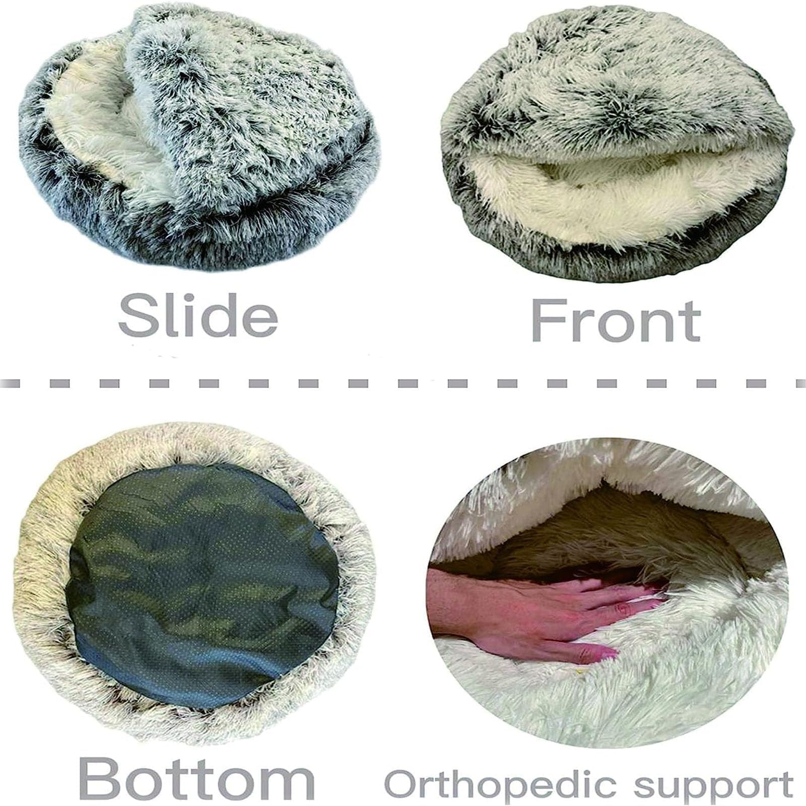Cozy Cat Nest Bed with Removable Cover - Soft & Warm Pet Bed for Small Cats & Dogs (Grey, Large 50cm) - Perfect for Indoor Lounging & Nap Time