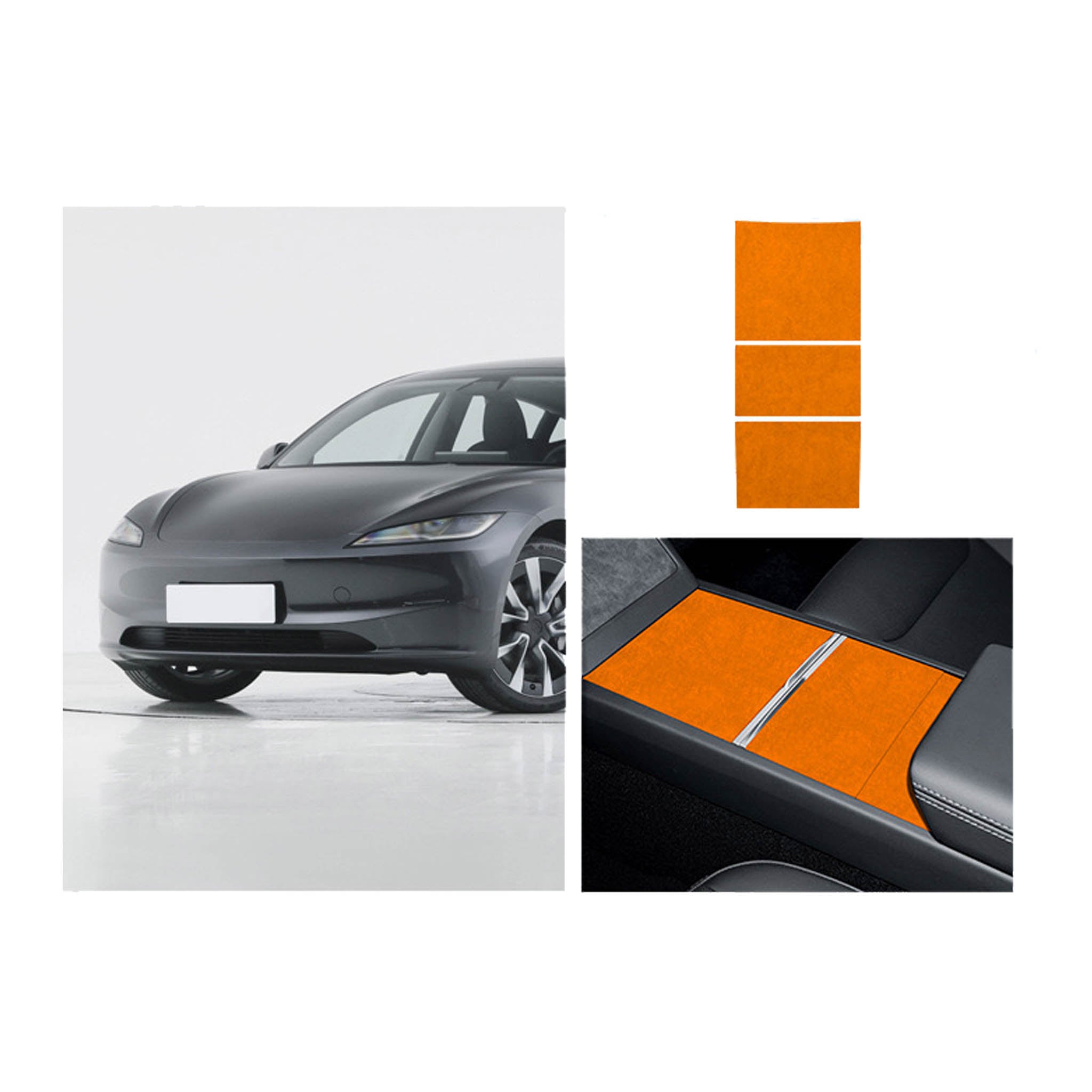 Premium Tesla Alcantara Center Console Wrap Sticker - Compatible with 2024+ Model 3 Highland & 2025+ Model Y Juniper - Upgrade Interior Protection & Style for Your Electric Vehicle