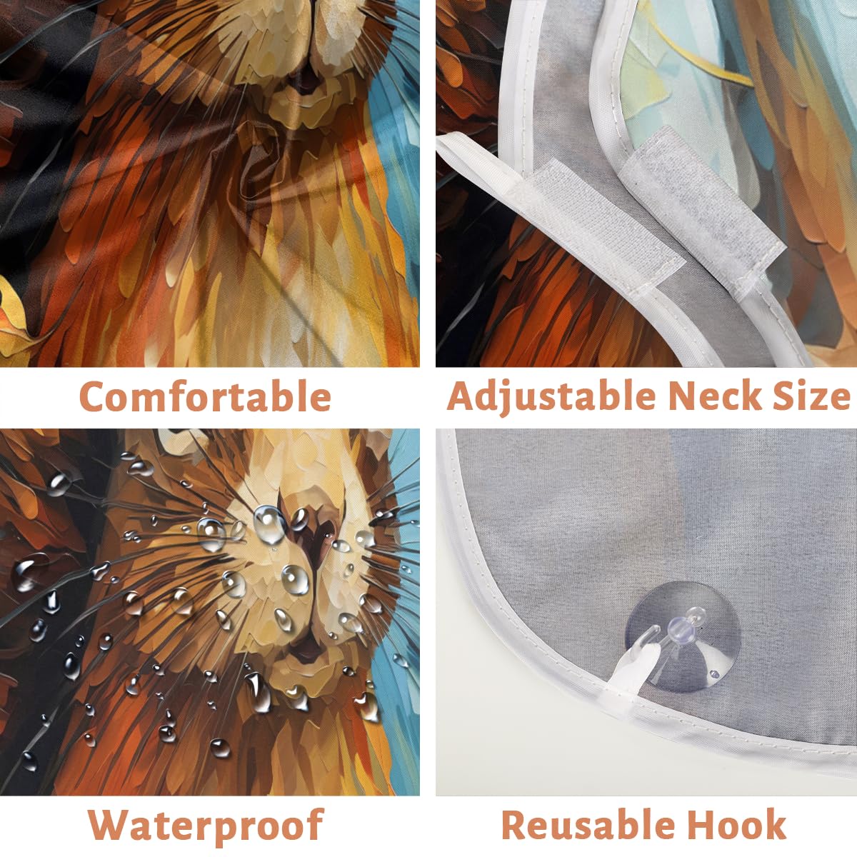Men's Oil Painting Squirrel Beard Shaving Bib - Waterproof Makeup & Hair Dye Apron for Barbers & Artists - Sink Hair Catcher & Beard Trimming Tool - Perfect for Salon, Home Grooming & DIY Hair Coloring