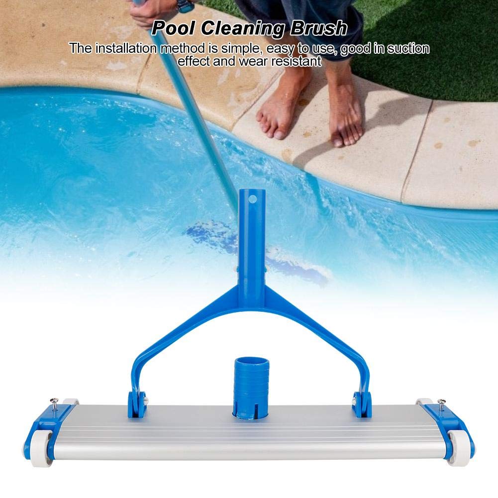 TOPINCN 18 Inch Aluminum Alloy Vacuum Cleaner Brush - Heavy Duty Pool Cleaning Brush with Strong Suction for In-Ground & Above Ground Pools - Perfect for Removing Dirt, Leaves & Debris from Pool Floors & Walls