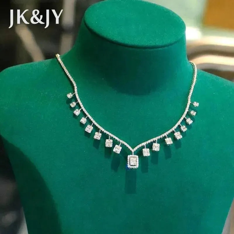 18K White Gold 4.5 Carat Natural Diamond Clavicle Necklace - Luxury Fine Jewelry for Women, Birthday Gift, Anniversary Present - Perfect for Parties, Weddings & Special Occasions