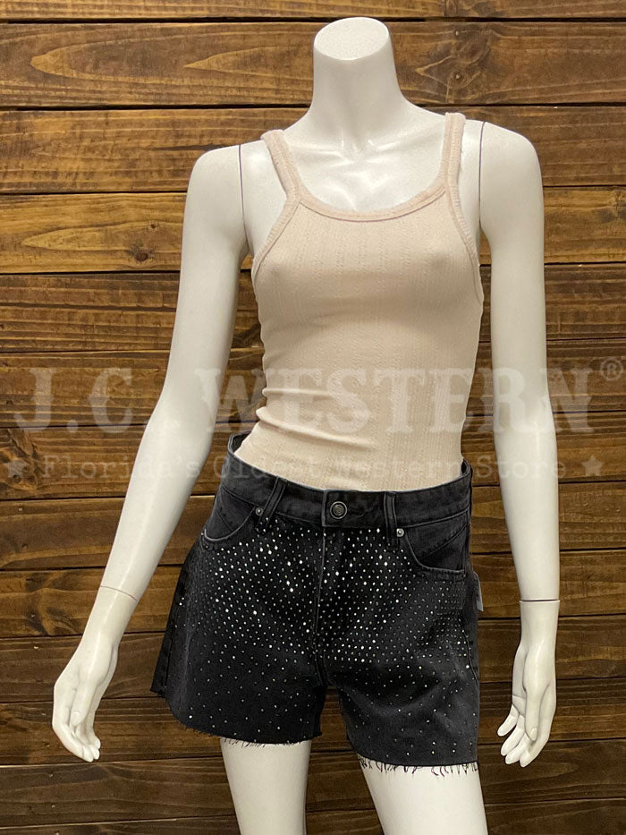 Rock & Roll Denim BW68D03553 Women's Studded Shorts Black - Stylish Distressed Denim Shorts for Concerts, Parties & Casual Wear