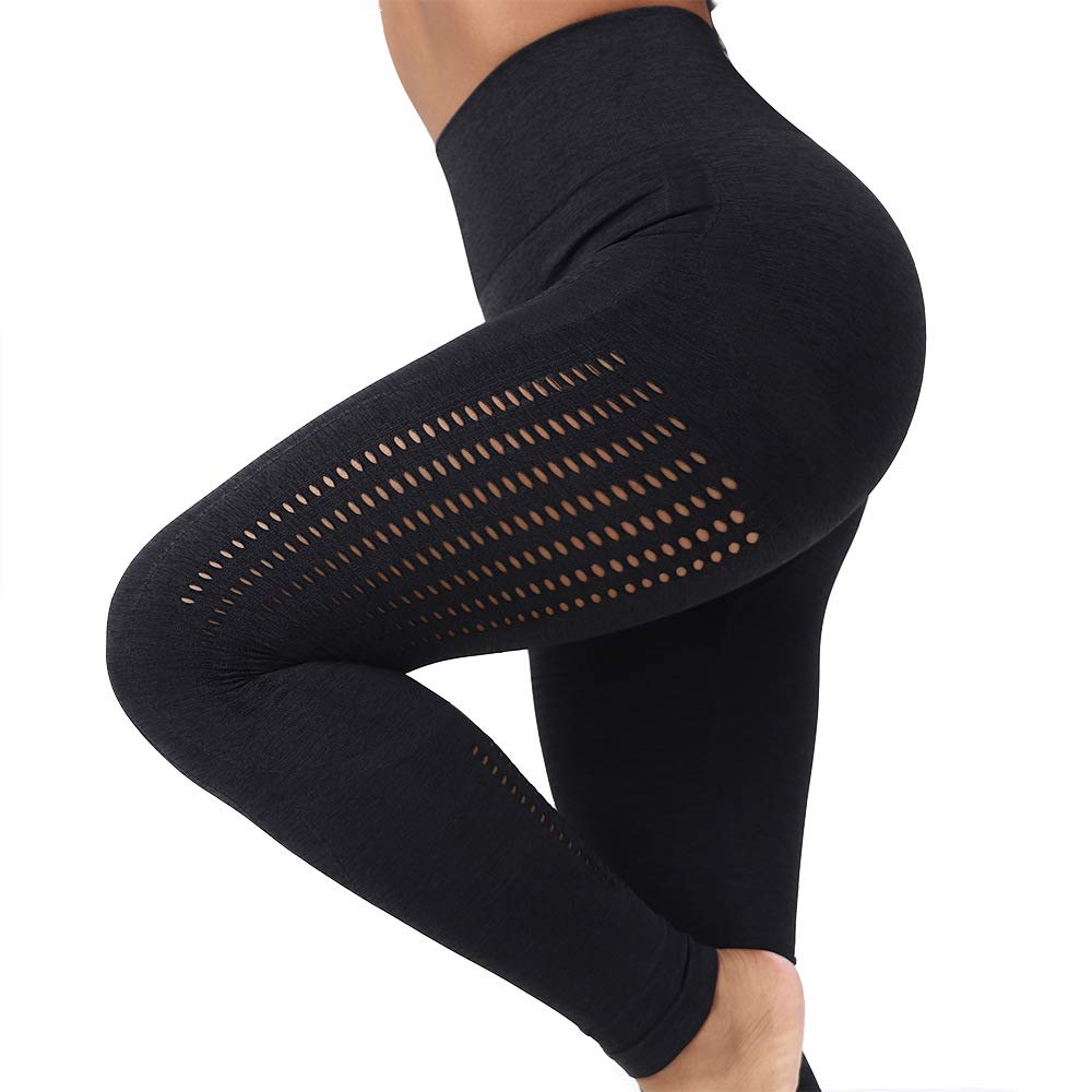 High Waisted Butt Lifting Seamless Yoga Pants for Women - Tummy Control Compression Workout Leggings & Skinny Tights (Black) - Perfect for Gym, Yoga, Running & Everyday Wear