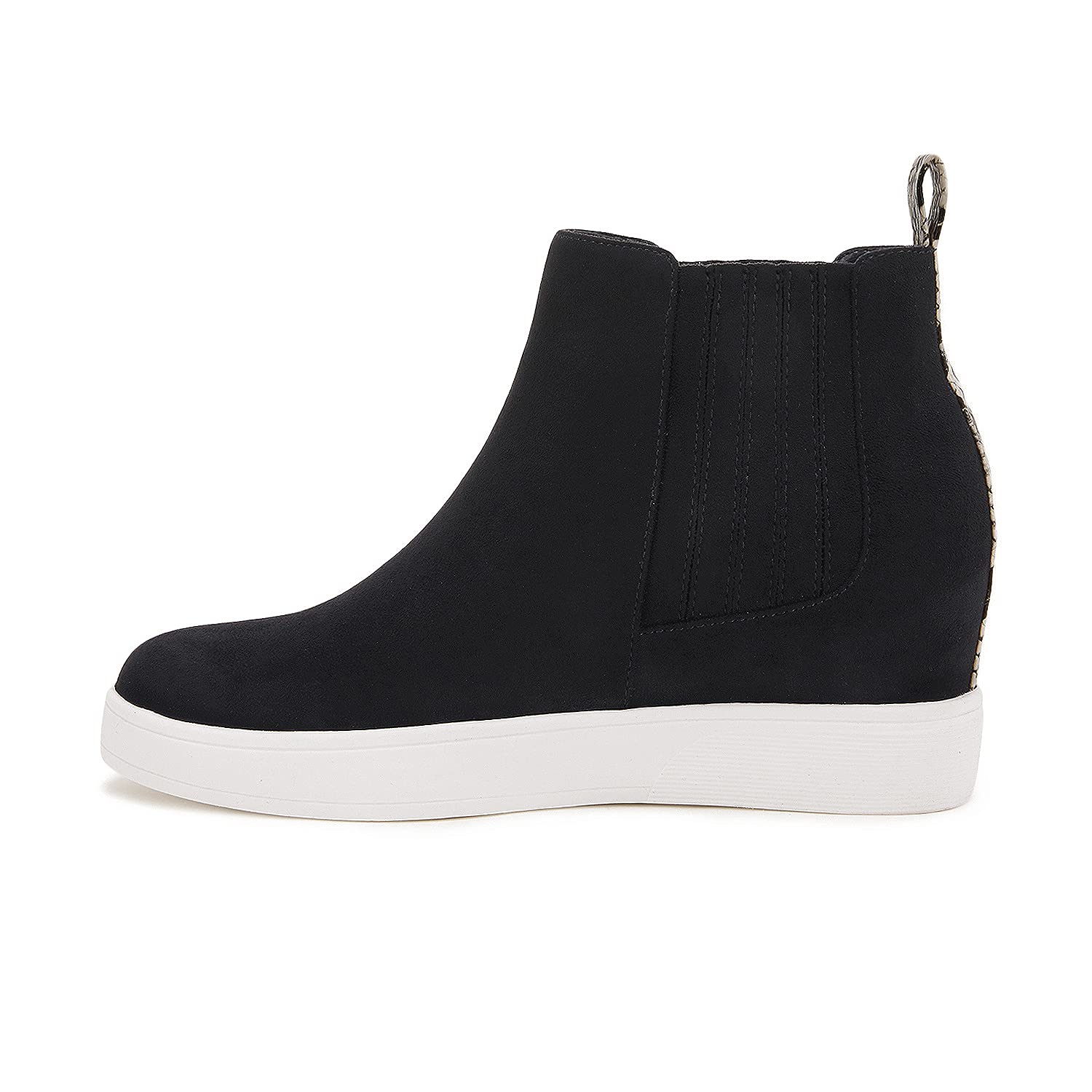 Women's Slip-On Wedge Sneakers - Round Toe Platform Ankle Boots with Elastic Gore | Comfortable Casual & Work Shoes for Walking, Travel & Everyday Wear