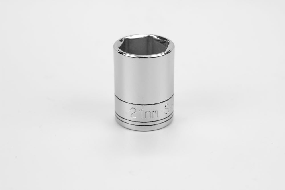 1/2 Inch Drive 21mm 6-Point Chrome Socket - Heavy Duty Metric Socket for Automotive Repair, DIY Projects & Mechanical Work