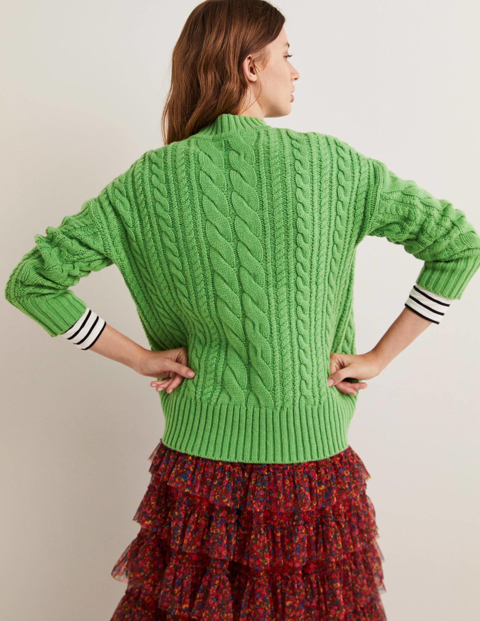 Cozy Cable Knit Sweater for Women - Soft Iguana Green Pullover | Perfect for Fall & Winter Outfits, Casual Wear & Layering