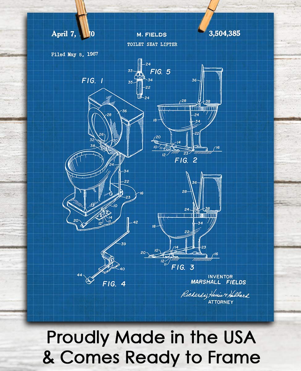 Farmhouse Bathroom Wall Art Decor - Unframed 8x10 Funny Bathroom Blueprint Print, Aesthetic Signs & Witty Pictures for Toilet Decor | Perfect for Farmhouse, Rustic & Modern Bathrooms