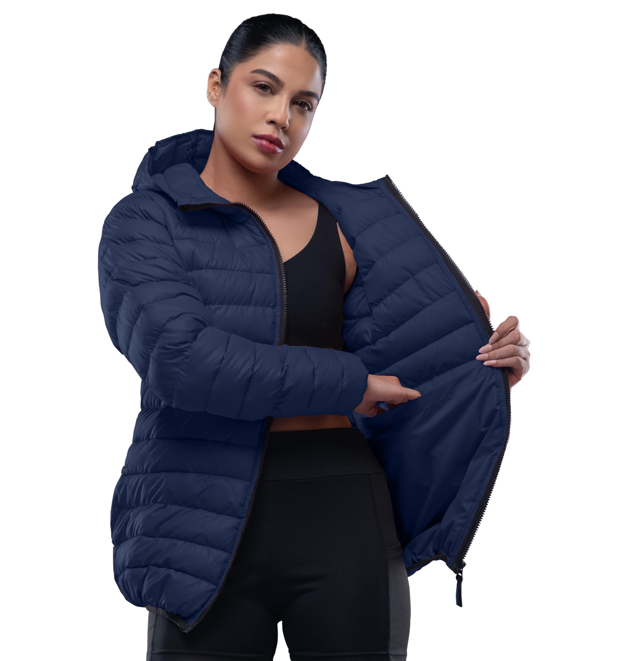 32 Degrees Women's Lightweight Packable Puffer Jacket with Hood - Quilted Winter Coat, Foldable Travel Jacket for Cold Weather | Perfect for Outdoor Activities, Commuting & Travel