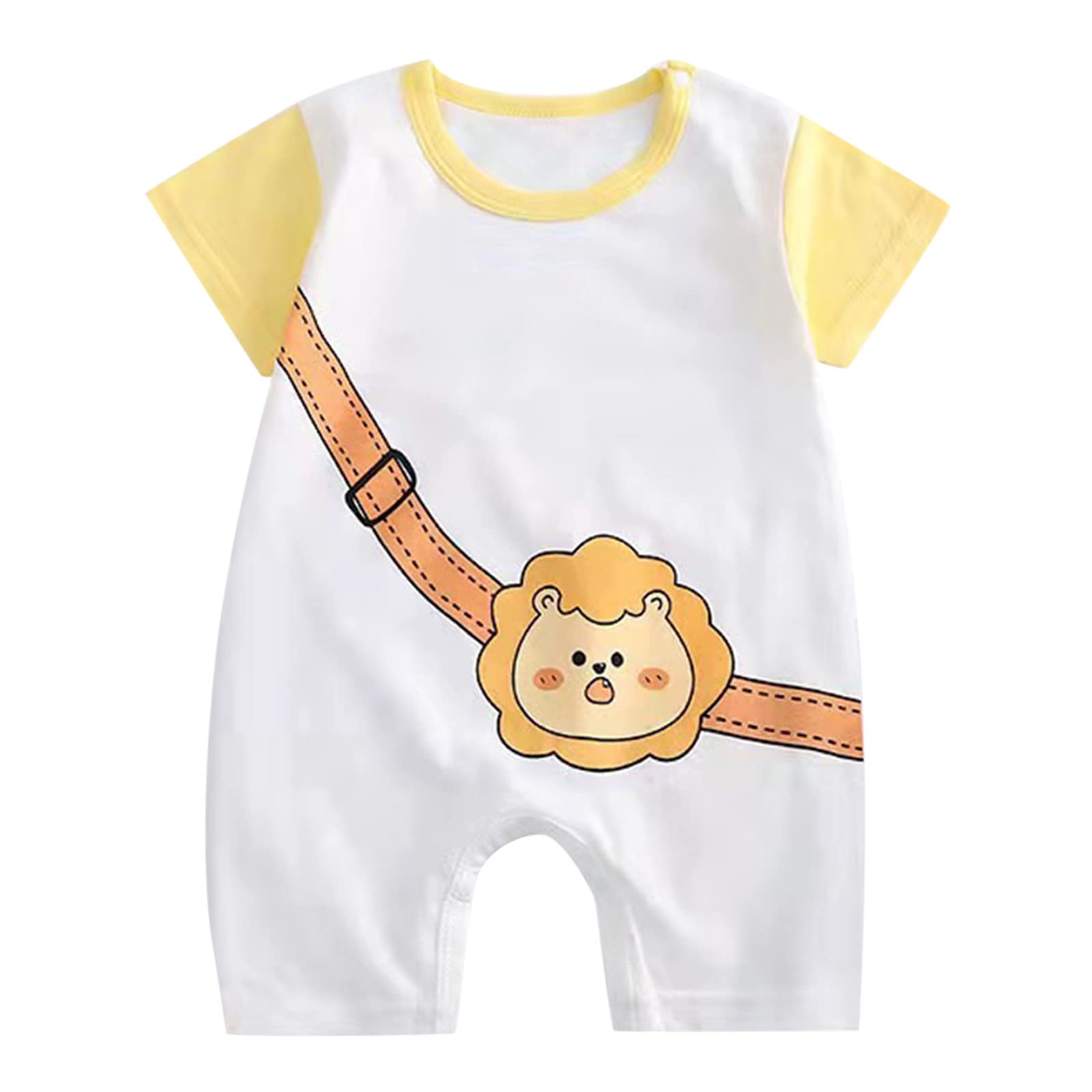 Baby Boys & Girls Cotton Cartoon Romper - Short Sleeve Cute Animal Jumpsuit Outfits for Newborns | Soft & Comfortable Infant Clothes for Playtime & Daily Wear