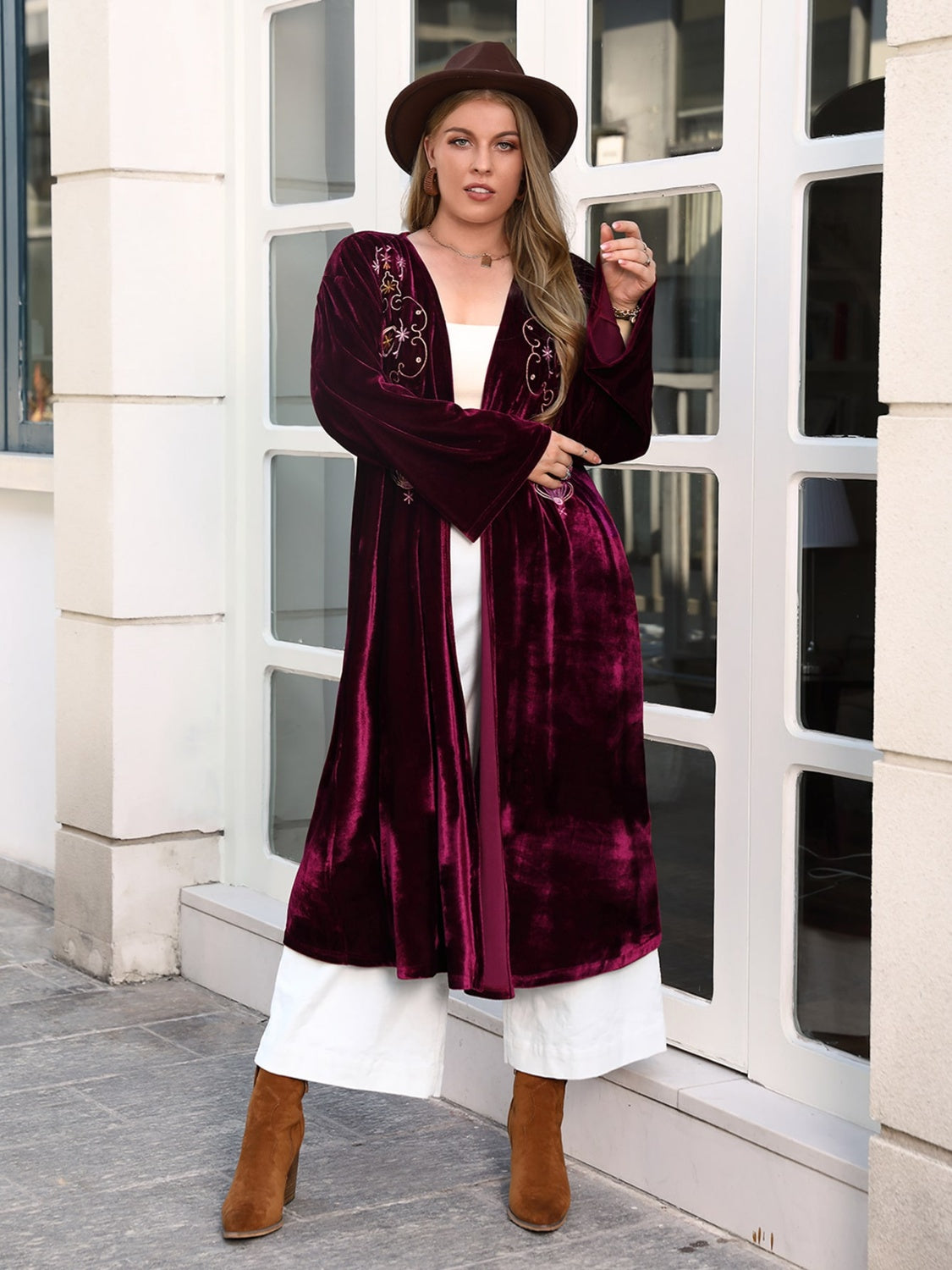 Plus Size Printed Open Front Long Sleeve Cardigan for Women - Soft & Cozy Knit Sweater Wrap - Casual Fall & Winter Fashion - Perfect for Office, Lounge & Outdoor Wear