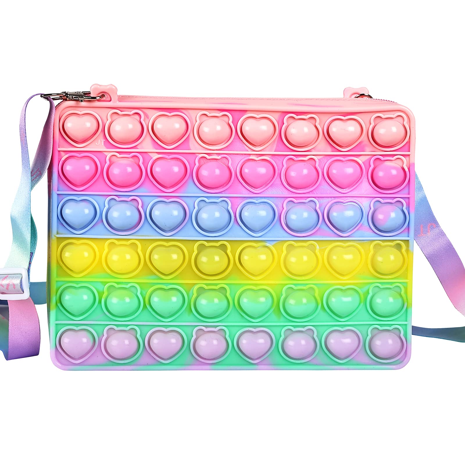 KKMO Silicone Bubble Popper Purse - Sensory Fidget Toy for Stress Relief & Anxiety, Fun Squeeze Game for Kids, Women & Girls - Soft Desktop Stress Ball in Candy Colors - Perfect for Office, School & Travel