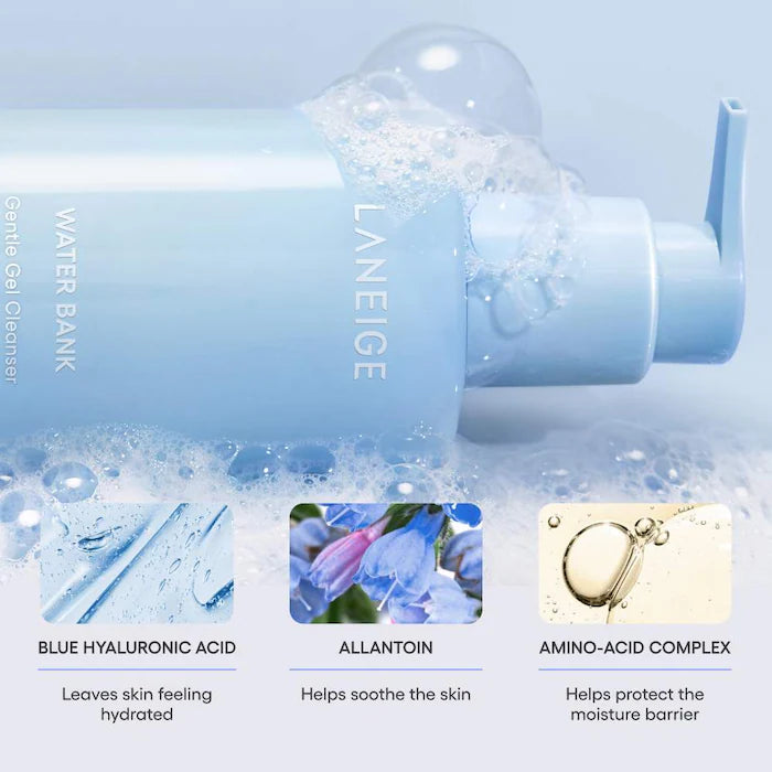LANEIGE Water Bank Hyaluronic Acid Facial Cleanser - Hydrating & Gentle Face Wash for Dry & Sensitive Skin - Perfect for Daily Skincare Routine & Makeup Removal