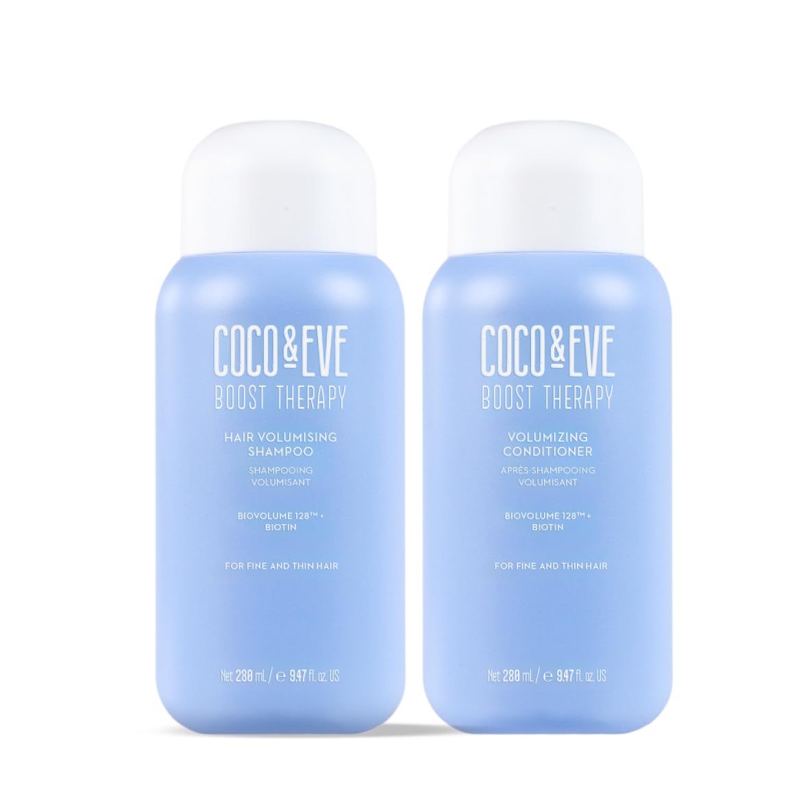 Coco & Eve Boost Therapy Hair Volumizing Shampoo & Conditioner Set with Biotin - For Fine, Thinning Hair - Thickening, Nourishing Treatment to Improve Volume, Density & Shine - 18.94 Fl Oz - Perfect for Daily Hair Care & Salon-Quality Results at Home