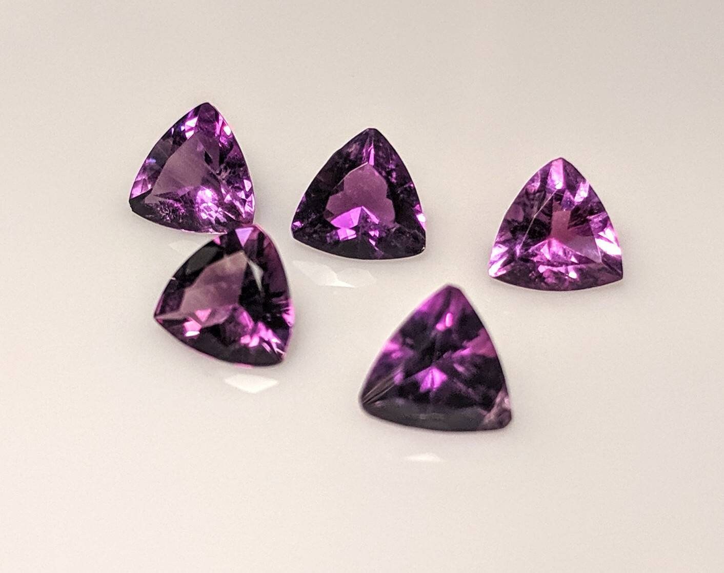 Natural Genuine Brazilian Amethyst Loose Stones - 4mm, 5mm, 6mm, or 7mm Trillion Cut | VVS Eye Clean | February Birthstone | Wholesale Bulk Gems for Jewelry Making, Wire Wrapping & Healing Crystals