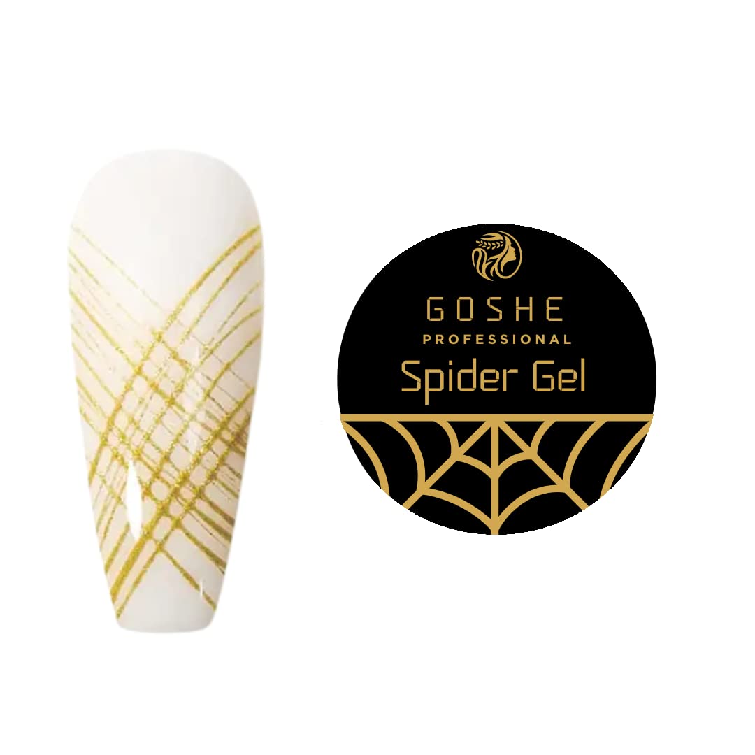 Goshe GOLDEN Spider Gel for Nail Art - Soak Off UV LED Nail Gel for Drawing Lines & DIY Manicure | Includes Brushes | Perfect for Salon, Home Use & Professional Nail Designs