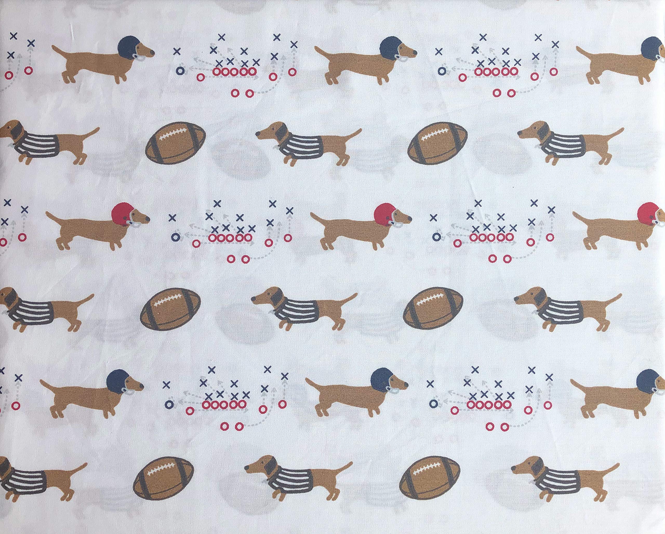 3 Piece Twin Size Football Dogs Bed Sheet Set - Dachshunds in Helmets & Referee Shirts | Soft Microfiber Bedding for Kids, Teens & Dorm Rooms (Sports Theme)