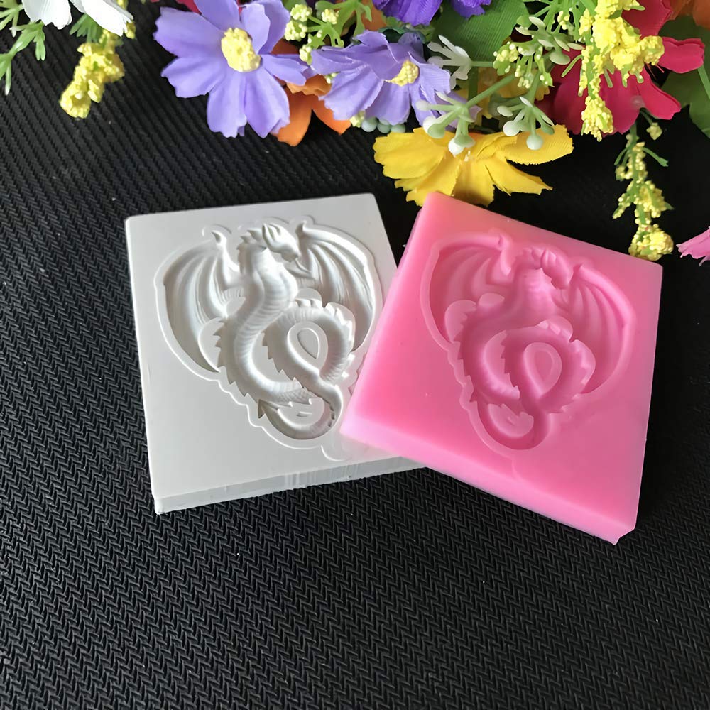 2Pcs Dragon Silicone Fondant Mold Set - Cake Decorating, Chocolate Candy, Gumpaste, Polymer Clay & Epoxy Resin Tools for Baking, DIY Crafts & Party Desserts