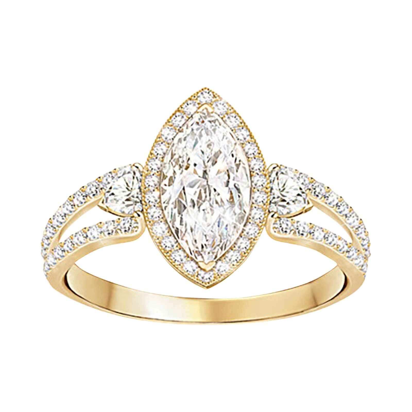 Elegant Skinny Ring for Women - Gemstone Crystal Horse Eye Jewelry in Gold (Size 10) | Perfect for Weddings, Parties & Everyday Fashion Accessories