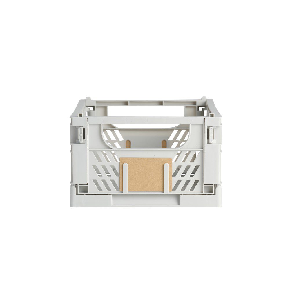 DESIGNSTUFF Slant Collapsible Storage Crate Medium 33x25cm Grey - Foldable Organizer for Home, Office, Closet & Laundry Room Organization