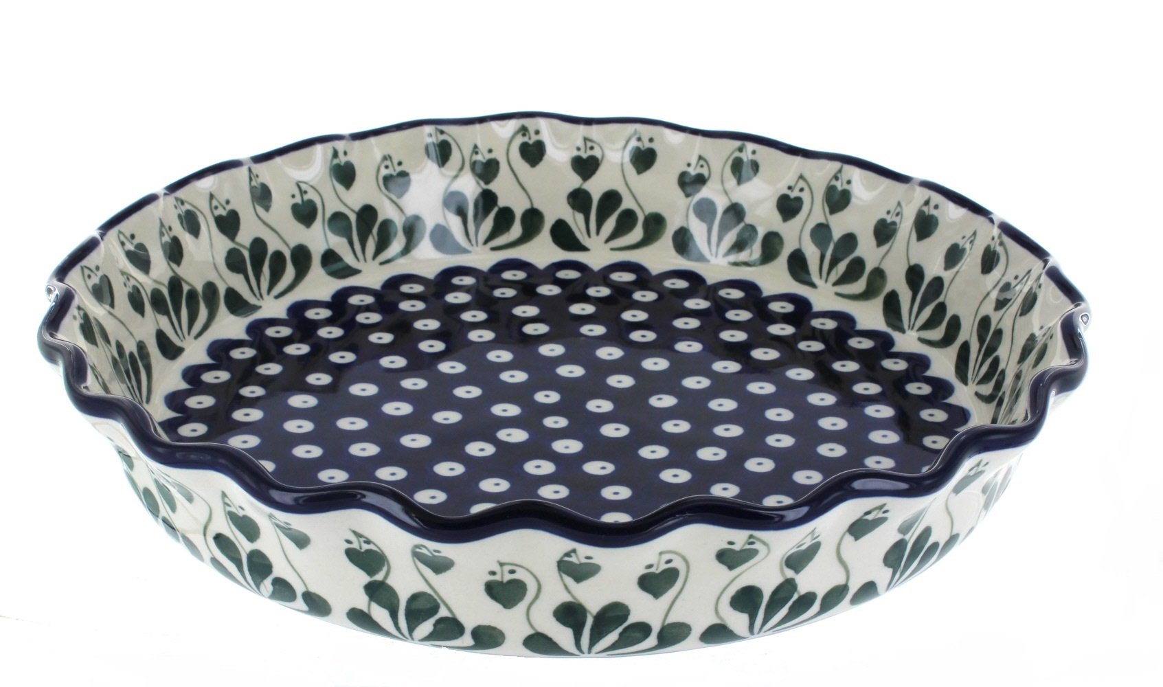 Blue Rose Polish Pottery Alyce Pie Plate - Handmade Ceramic Baking Dish for Pies, Tarts & Desserts | Perfect for Holidays, Dinner Parties & Gift Giving