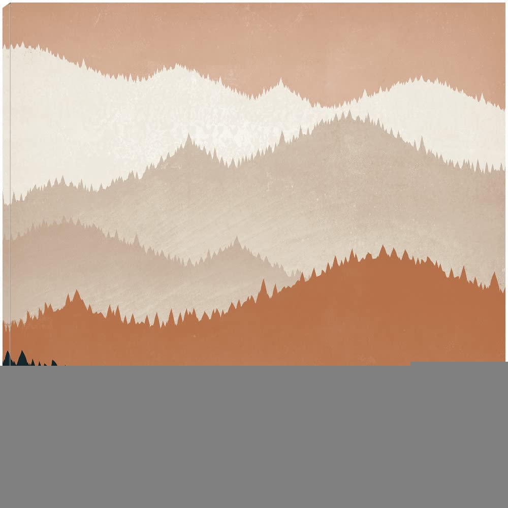 Mountain View Terra Cotta Fine Art Canvas Wall Decor - Hand Painted by Artist Ryan Fowler - 37x37 Inch Ready to Hang Painting for Living Room, Bedroom, Office & More - Perfect for Home, Office & Commercial Spaces