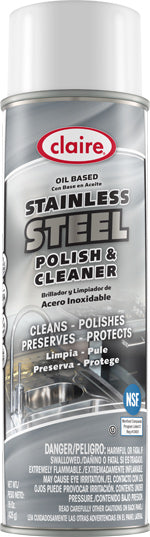 Claire's Stainless Steel Polish & Cleaner Aerosol Spray - 12 Pack (20oz Each) | Professional Grade Metal Cleaner for Kitchen Appliances, Sinks & Fixtures