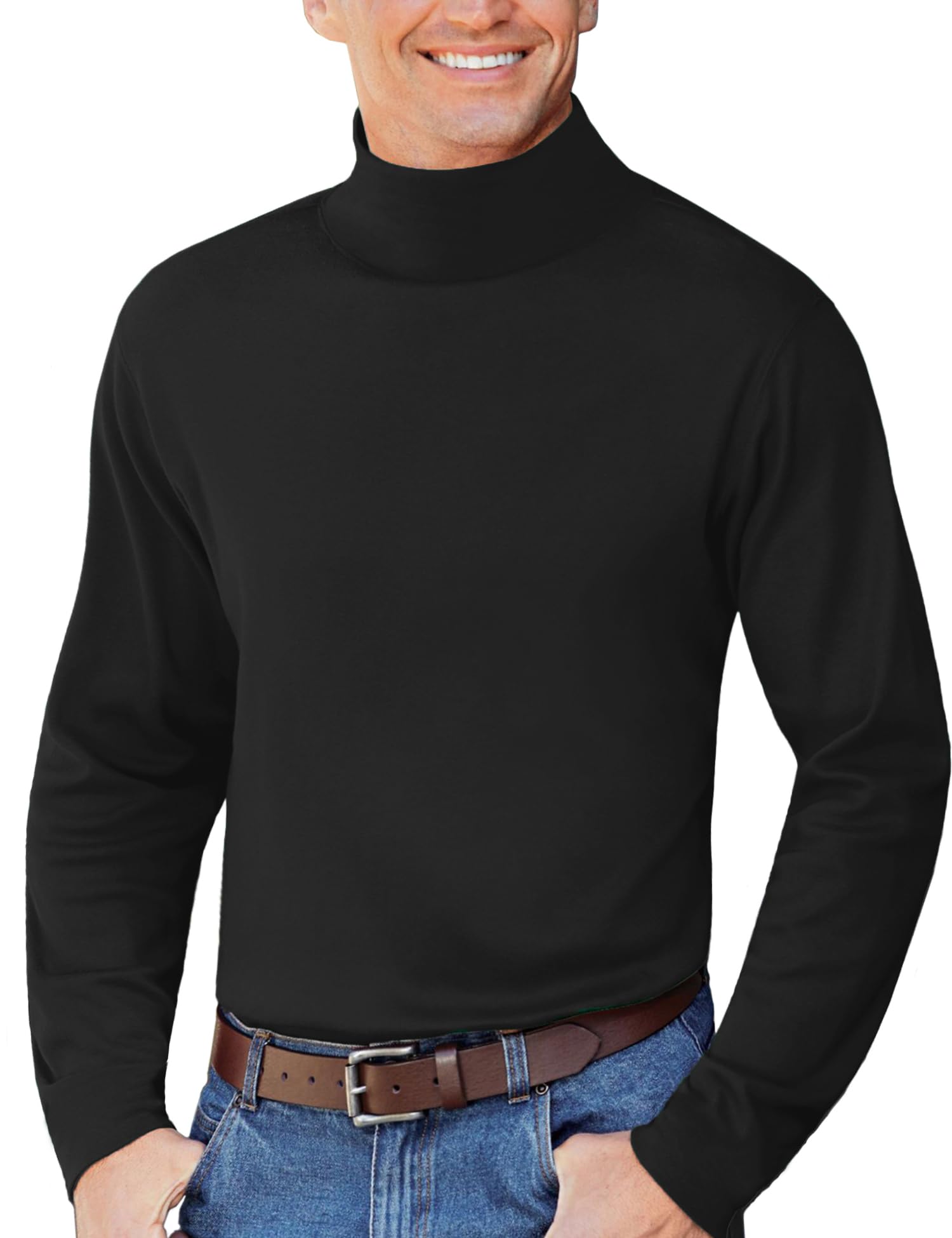 Premium Men's Mock Neck Pullover T-Shirt - High Neck Turtleneck Long Sleeve Sweater for Casual & Business Wear | Office, Date Night & Winter Layering Essential