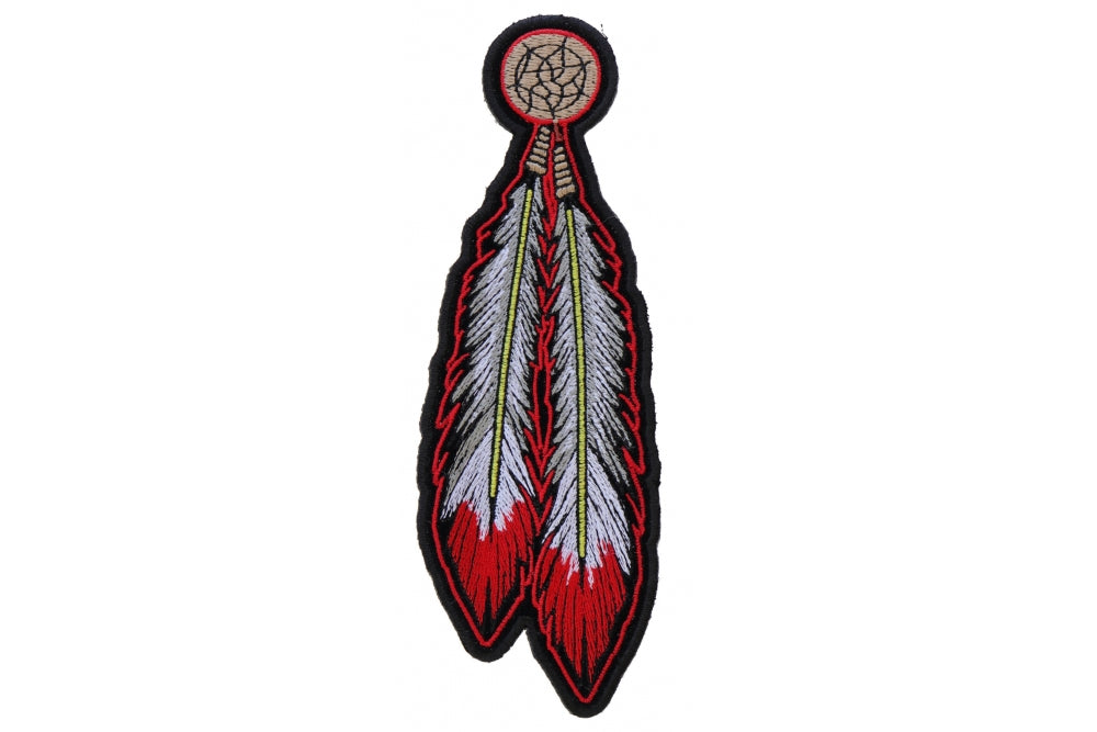 Red and White Feathers Patch - DIY Costume, Fashion Accessory & Craft Embellishment for Clothing, Hats, Bags - Perfect for Halloween, Cosplay, and DIY Projects