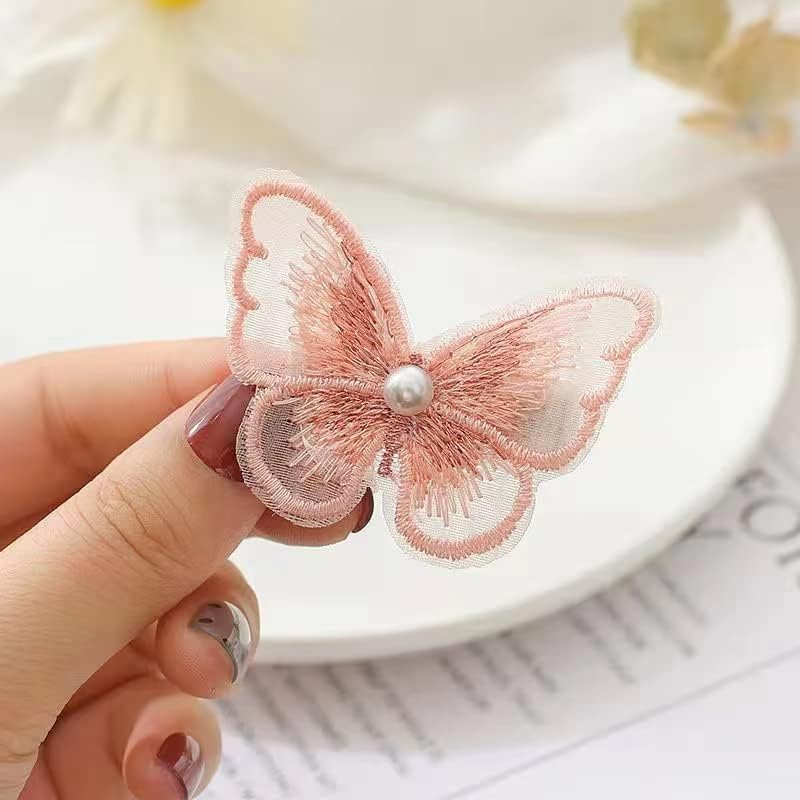 6PCS Butterfly Hair Clips - Lace Flower Barrettes for Women & Girls - Wedding & Party Accessories