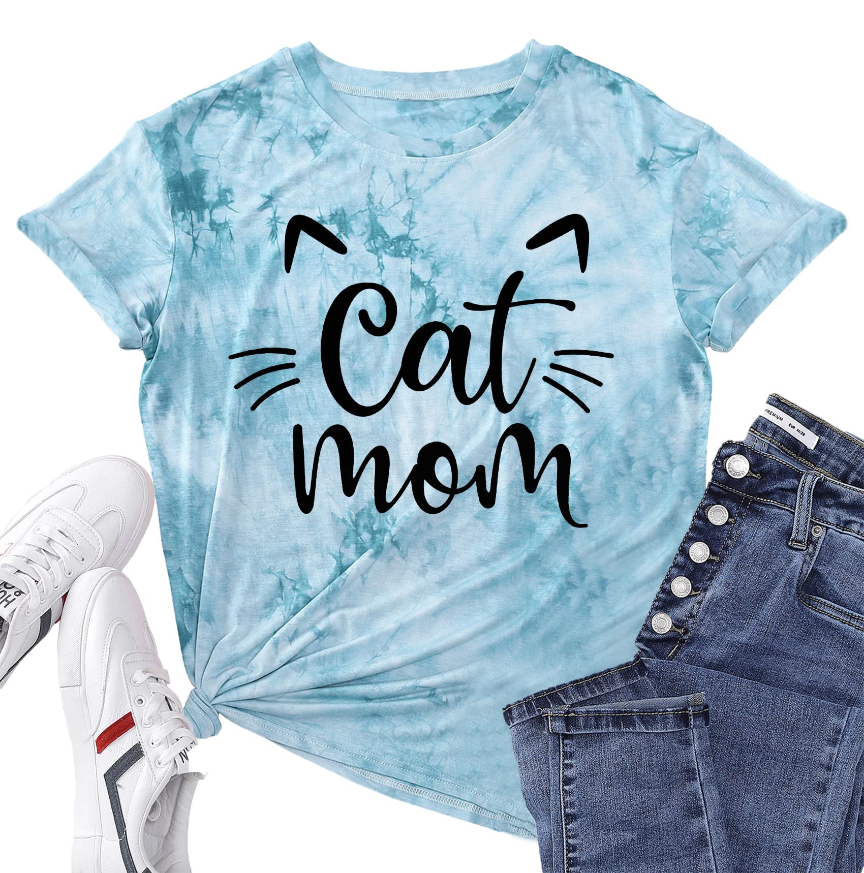 Funny Cat Mom T-Shirts for Women - Cute Cat Mama Graphic Tees - Perfect Pet Lover Gifts for Cat Owners - Great for Casual Wear, Cat Parties & Animal Shelter Volunteering