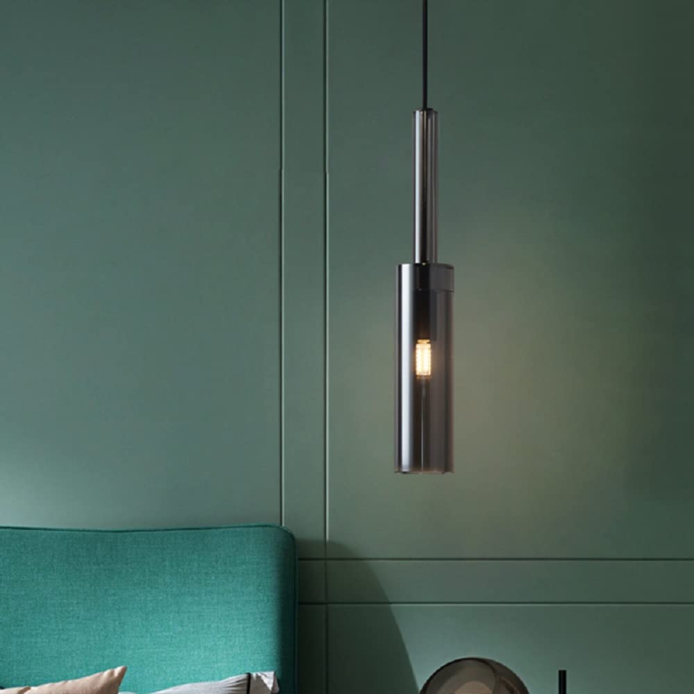 Modern Brass Finish Mini Crystal Pendant Light - 1-Light Ceiling Fixture for Living Room, Bar & Coffee Shop | Gloss Black Finish | Elegant Dining Room & Kitchen Island Lighting
