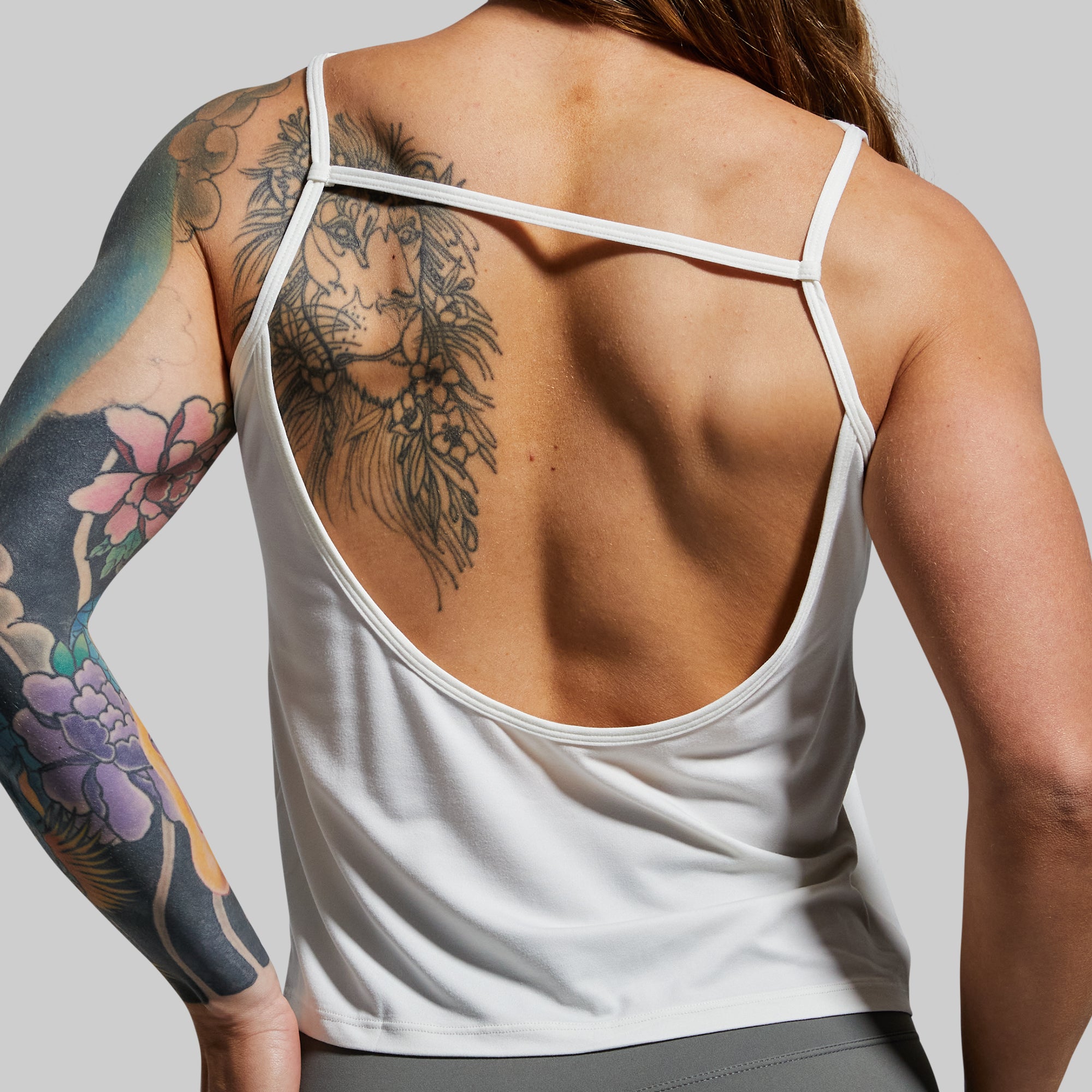 Half Moon Tank Top 2.0 - Women's White Ribbed Cropped Cami Shirt | Casual Wear, Layering, Summer Outfits, Beach Cover-Up
