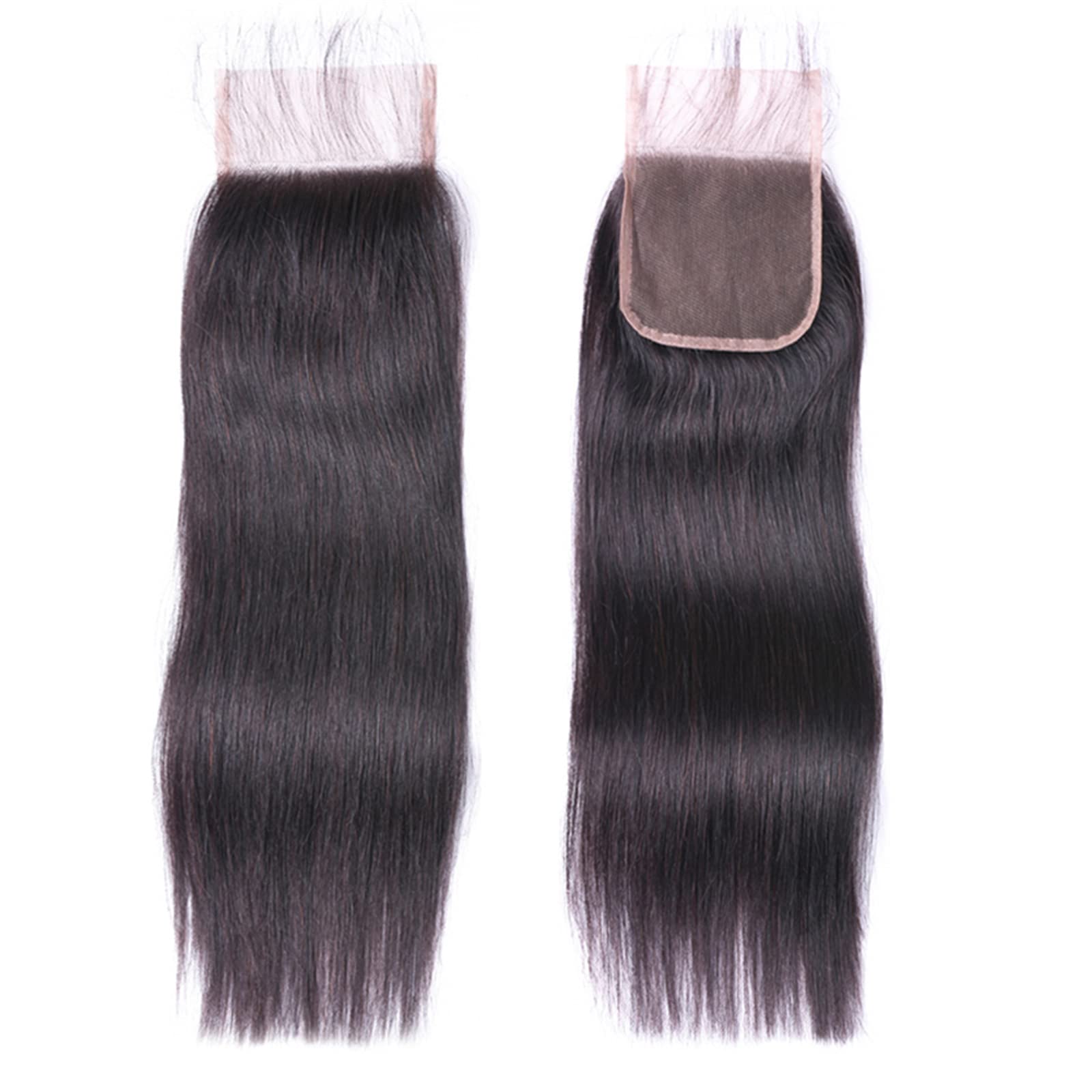 ALLRUN 100% Unprocessed Brazilian Straight Virgin Human Hair Bundles with 4x4 HD Lace Closure - 22/24/26 Inch 3 Bundles + Free Part - Premium Human Hair Extensions for Styling, Weaves & Natural Look