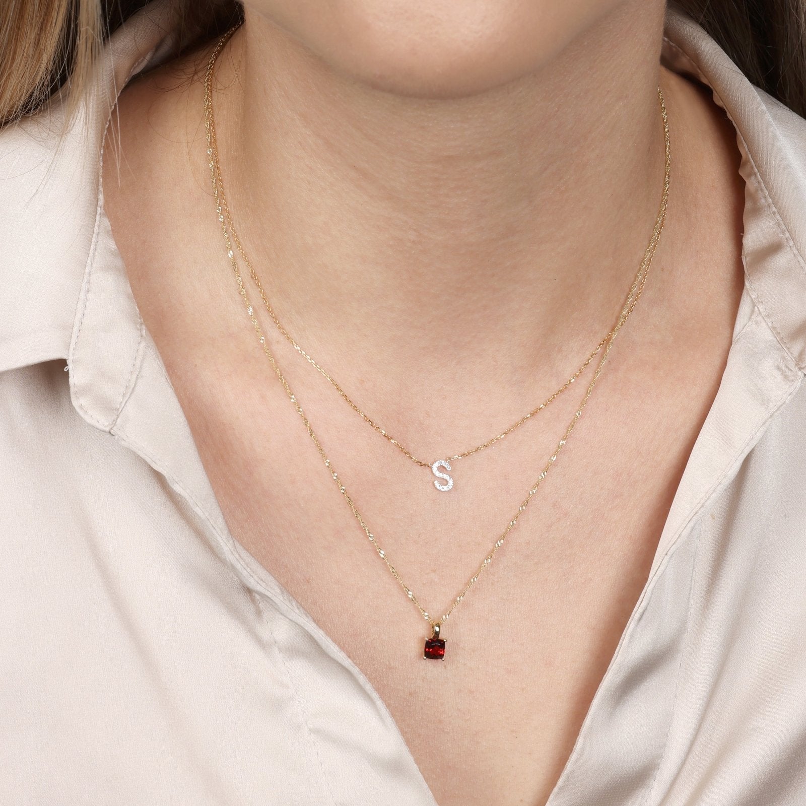 14K Yellow Gold Cushion Cut Garnet Pendant Necklace for Women | Elegant Gift for Birthday, Anniversary & Valentine's Day