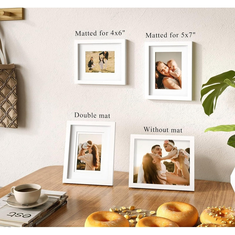 Premium Solid Wood Picture Frame Set of 4 - 8x10 Inches with/without Mat - Handcrafted Wall Photo Frames for Family Photos, Artwork & Home Decor - Perfect for Living Room, Bedroom & Office Display