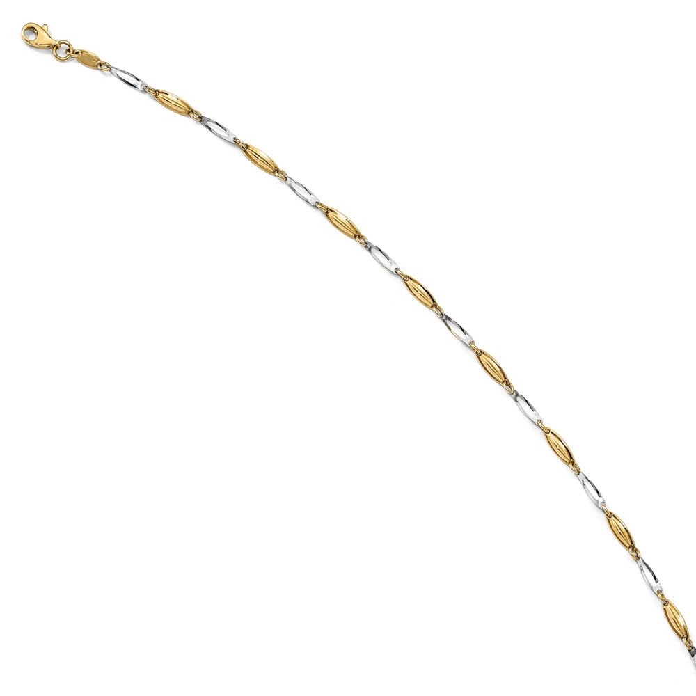 14K Two-Tone Gold Polished Anklet with 1-Inch Extension - Elegant Adjustable Ankle Bracelet for Women | Perfect for Beach, Summer Outfits & Special Occasions