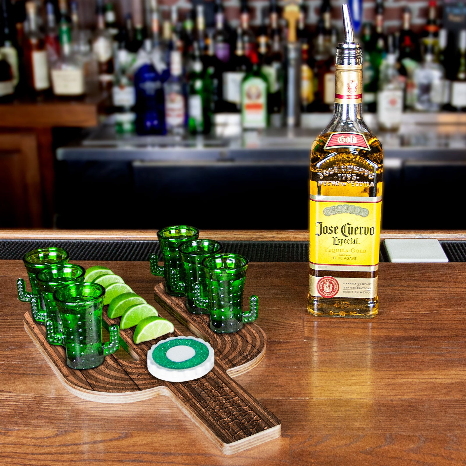 Cactus Shot Serving Tray with Unique Texture Design - Perfect for Margarita Parties, Summer BBQs & Mexican-Themed Events