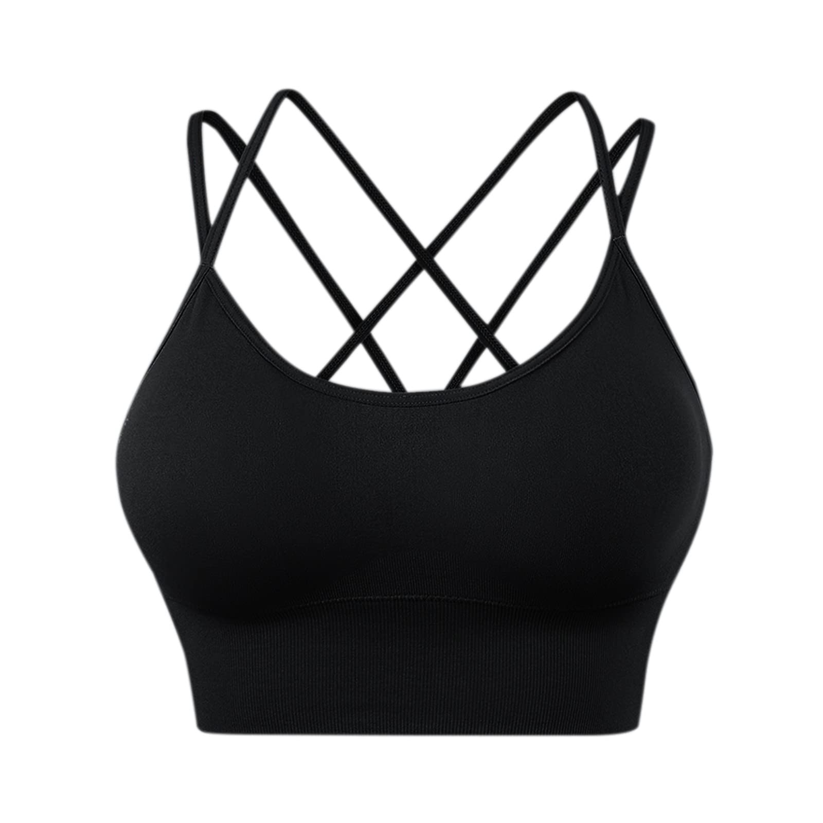 Women's Strappy Sports Bras 2-Pack - Cross Back Padded Yoga Bras for Workout, Fitness & Low Impact Exercise - Comfortable & Supportive for Gym, Running & Daily Wear