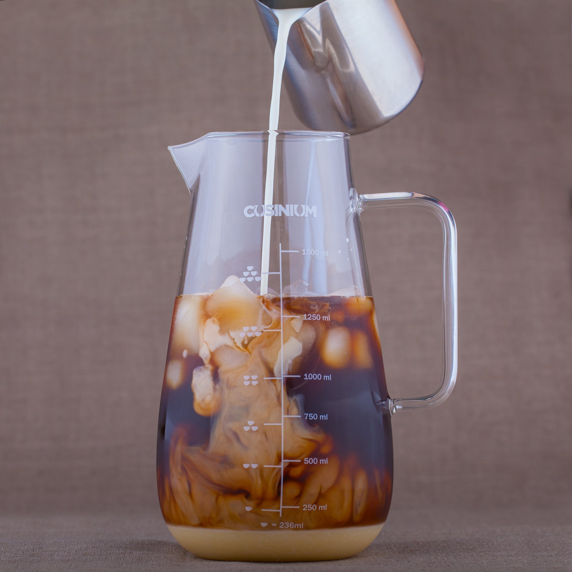 CUSINIUM 1.5 Quart Large Cold Brew Coffee Maker - Iced Coffee Maker with Glass Carafe for Refreshing Summer Drinks, Perfect for Home, Office & Outdoor Use