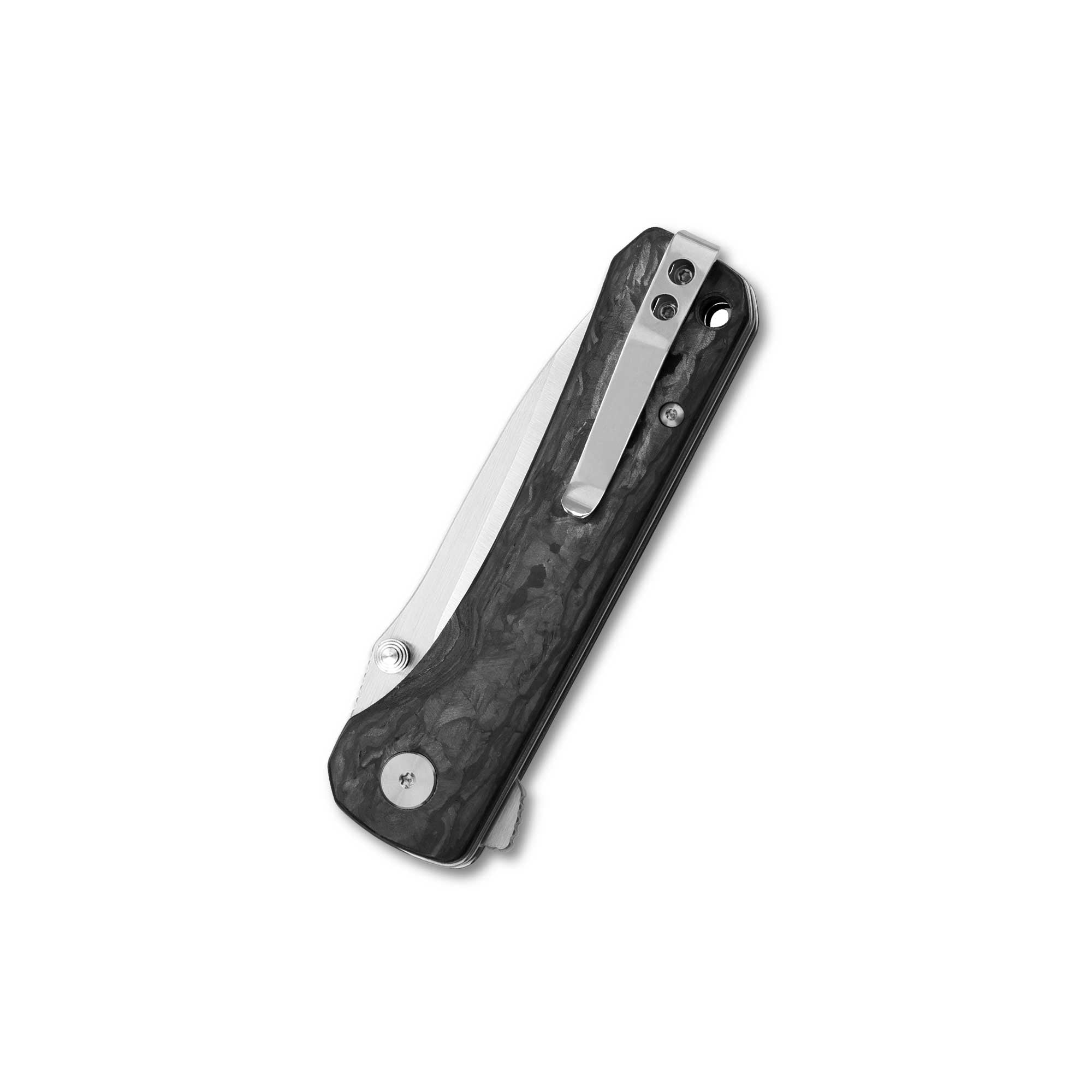 Premium QSP Hawk Liner Lock Pocket Knife - Damascus/S35VN Steel Blade with Carbon Fiber Handle - EDC, Camping, Hunting & Outdoor Survival Tool