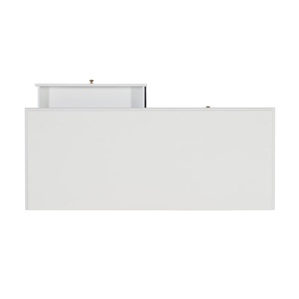 Modern 2-Drawer Wood and Metal Office Desk in White & Gold - Stylish Home Office Furniture for Small Spaces, Work from Home & Study Rooms