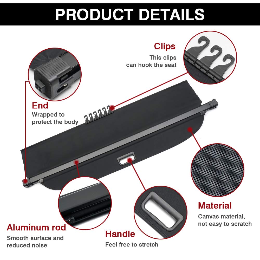 2015-2024 Ford Edge Retractable Cargo Cover - No Gap Trunk Shade for Luggage Protection | Perfect for Road Trips, Grocery Hauling & Pet Transport